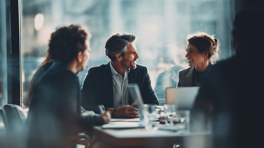 Profissionais em reunião corporativa analisando planejamento societário empresarial e organização societária